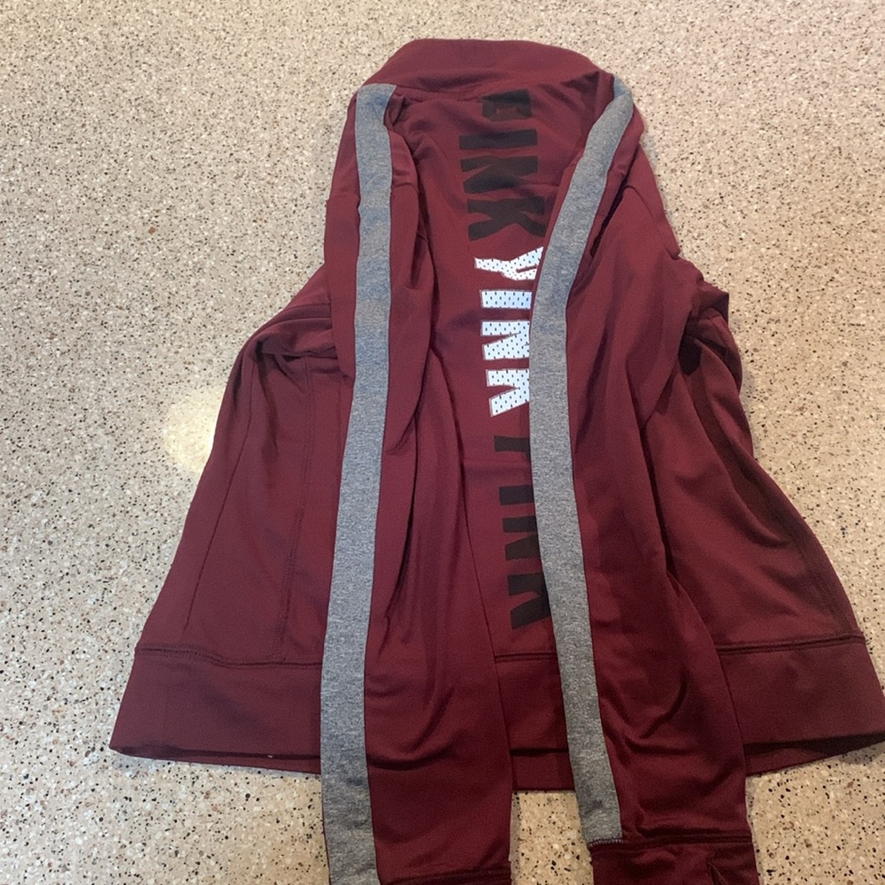 PINK Victoria’s Secret - 1/4 Zip - Maroon, Grey, White, Black - Size Medium - Picture 3 of 6